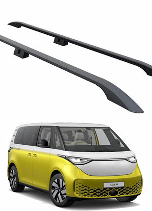 Volkswagen Id. Buzz Uzun Şase Araç Üstü Alüminyum Tavan Yan Rayları Plus Serisi - Siyah