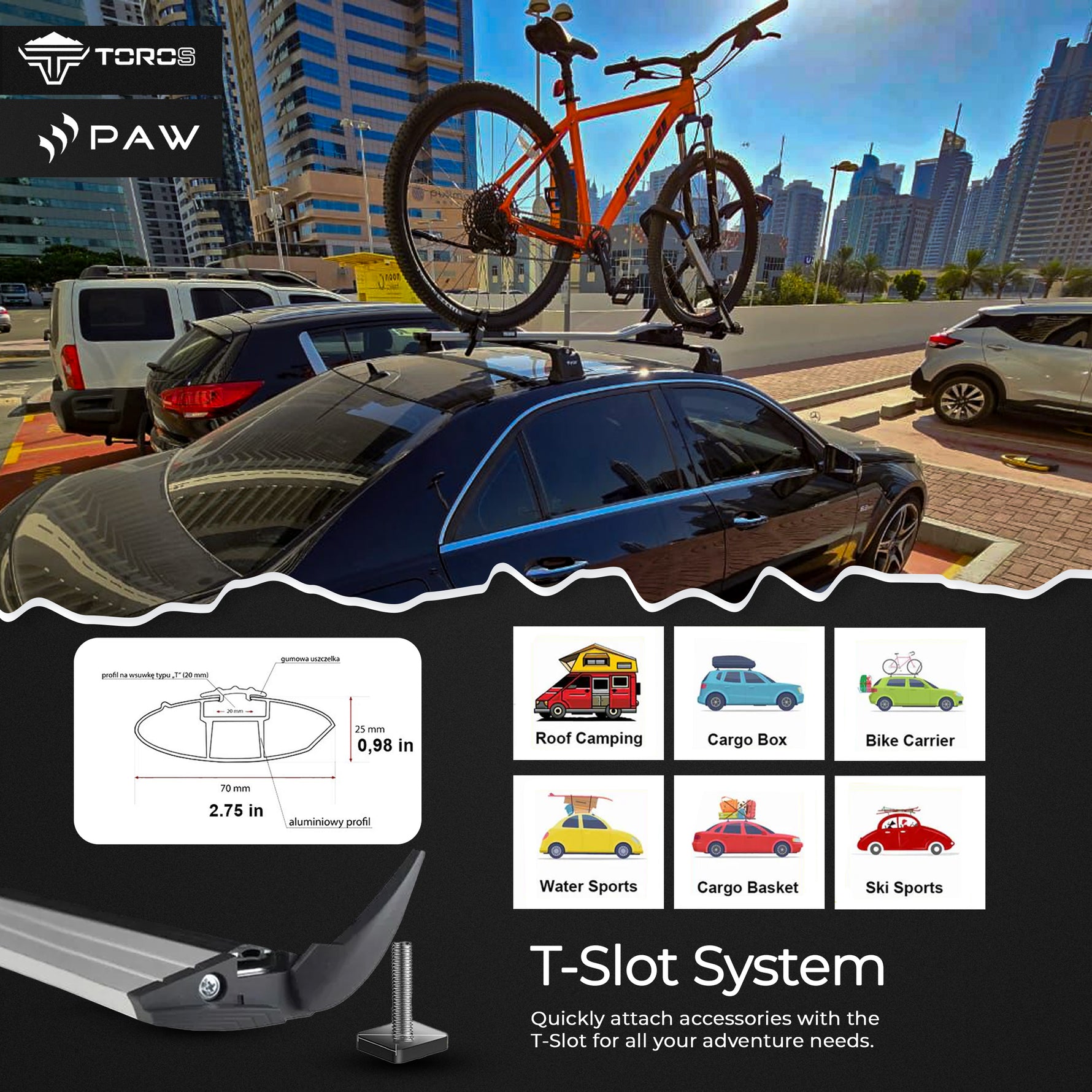 Fiat Palio Weekend 1997-2000 Araç Üstü Alüminyum Tavan Yan Rayları Plus Serisi - Siyah