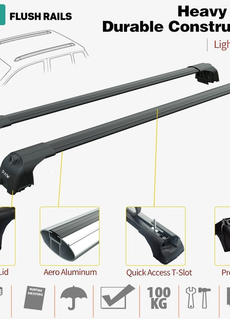 Vauxhall Crossland X 2017-2020 Portbagaj Taşıyıcı Ara Atkisi - Ara Çubuk Paw Pro 2 Siyah