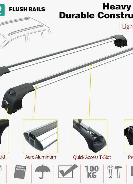 Mercedes C Estate S205 2014-2021 Portbagaj Taşıyıcı Ara Atkisi - Ara Çubuk Paw Pro 2 Gri