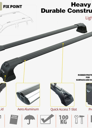 Opel&Vauxhall Vivaro (X82) Van Lwb 2017-2025 2 Pcs Roof Rack + 2 Pcs Cross Bars Aluminum Siyah