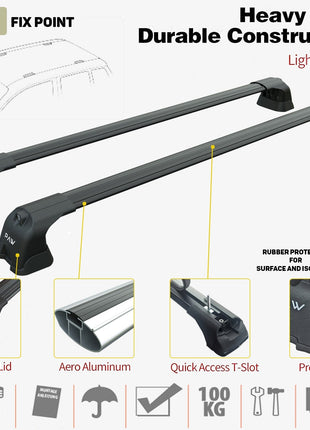 Peugeot 5008 2010-2017 Aluminum Portbagaj Taşıyıcı Ara Atkı Aparatı Paw Pro 2 Siyah