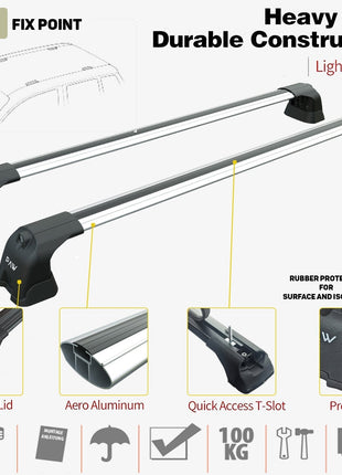 Opel&Vauxhall Vivaro (X82) Van Swb 2014-2018 2 Pcs Roof Rack + 2 Pcs Cross Bars Aluminum Gri