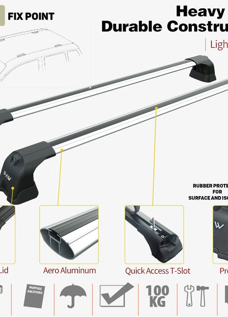 Peugeot 207 2006-2012 Portbagaj Taşıyıcı Ara Atkı Aparatı Paw Pro 3 Gri