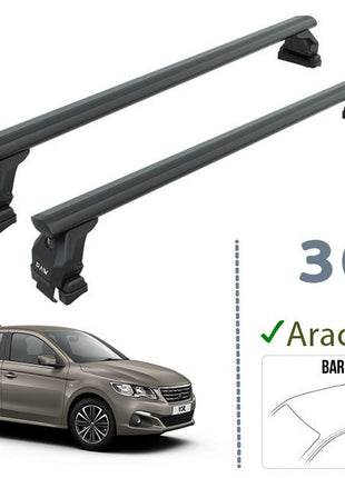 Peugeot 301 2012-2025 Oluksuz Üst Tavan Portbagaj Taşıyıcı Ara Atkısı Toros Serisi Pro 4 Siyah