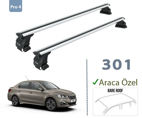 Peugeot 301 2012-2025 Oluksuz Üst Tavan Portbagaj Taşıyıcı Ara Atkısı Toros Serisi Pro 4 Gri