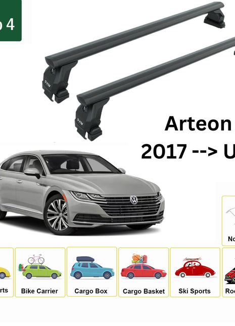 Volkswagen Arteon 2017-2023 Oluksuz Üst Tavan Portbagaj Taşıyıcı Ara Atkısı Toros Serisi Pro 4 Siyah