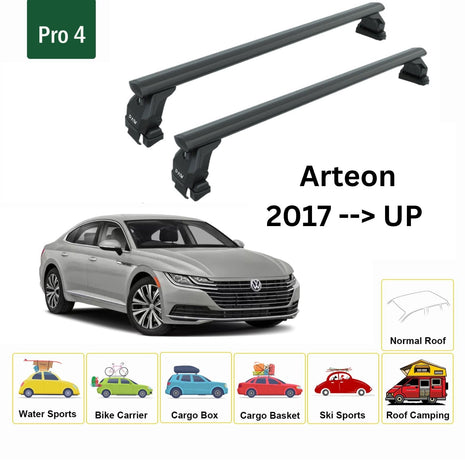 Volkswagen Arteon 2017-2023 Oluksuz Üst Tavan Portbagaj Taşıyıcı Ara Atkısı Toros Serisi Pro 4 Siyah