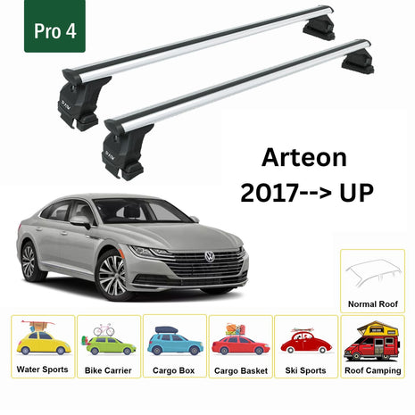 Volkswagen Arteon 2017-2023 Oluksuz Üst Tavan Portbagaj Taşıyıcı Ara Atkısı Toros Serisi Pro 4 Gri
