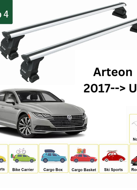 Volkswagen Arteon 2017-2023 Oluksuz Üst Tavan Portbagaj Taşıyıcı Ara Atkısı Toros Serisi Pro 4 Gri