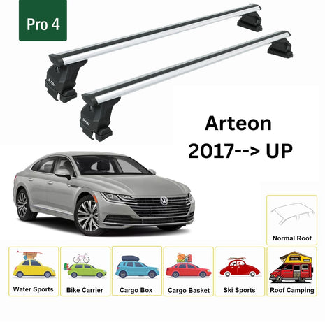 Volkswagen Arteon 2017-2023 Oluksuz Üst Tavan Portbagaj Taşıyıcı Ara Atkısı Toros Serisi Pro 4 Gri