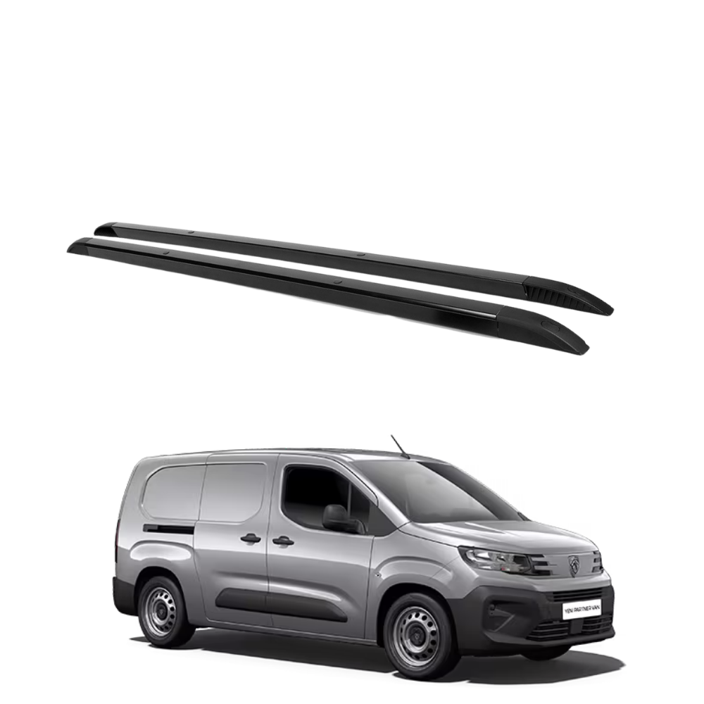 Peugeot Partner Van 2023+ Araç Üstü Alüminyum Tavan Yan Rayları Plus Serisi - Siyah