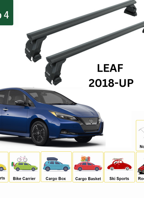 Nissan Leaf 2018-2025 Oluksuz Üst Tavan Portbagaj Taşıyıcı Ara Atkısı Toros Serisi Pro 4 Siyah