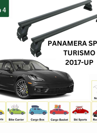 Porsche Panamera Sport Turismo 2017-2025 Oluksuz Üst Tavan Portbagaj Taşıyıcı Ara Atkısı Toros Serisi Pro 4 Siyah