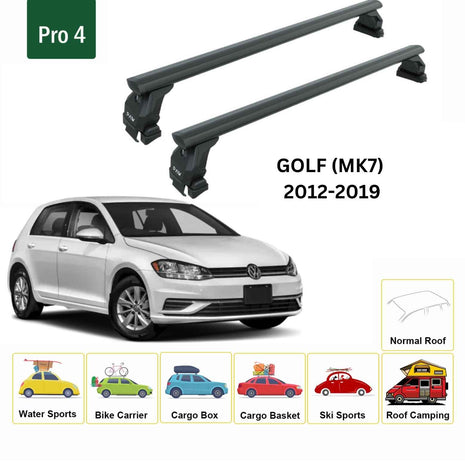 Volkswagen Golf 5D (Mk7) 2012-2019 Oluksuz Üst Tavan Portbagaj Taşıyıcı Ara Atkısı Toros Serisi Pro 4 Siyah