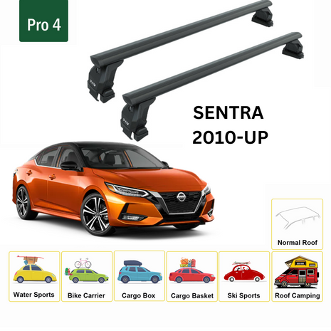 Nissan Sentra 2010-2019 Oluksuz Üst Tavan Portbagaj Taşıyıcı Ara Atkısı Toros Serisi Pro 4 Siyah