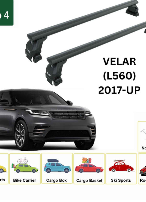 Range Rover Velar (L560) 2017-2025 Oluksuz Üst Tavan Portbagaj Taşıyıcı Ara Atkısı Toros Serisi Pro 4 Siyah