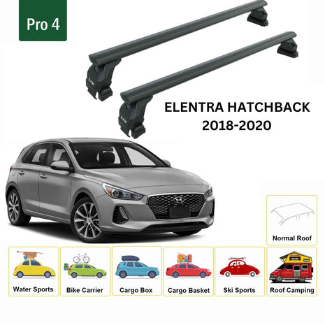Hyundai Elantra Hb 2018-2020 Oluksuz Üst Tavan Portbagaj Taşıyıcı Ara Atkısı Toros Serisi Pro 4 Siyah