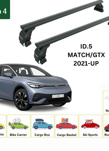 Volkswagen Id.5 2021-2025 Oluksuz Üst Tavan Portbagaj Taşıyıcı Ara Atkısı Toros Serisi Pro 4 Siyah