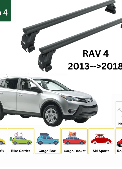 Toyota Rav 4 2013-2018 Oluksuz Üst Tavan Portbagaj Taşıyıcı Ara Atkısı Toros Serisi Pro 4 Siyah