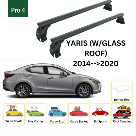 Toyota Yaris Sedan 2014-2020 Oluksuz Üst Tavan Portbagaj Taşıyıcı Ara Atkısı Toros Serisi Pro 4 Siyah