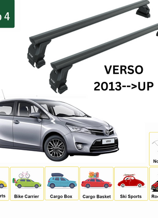 Toyota Verso 2013-2018 Oluksuz Üst Tavan Portbagaj Taşıyıcı Ara Atkısı Toros Serisi Pro 4 Siyah