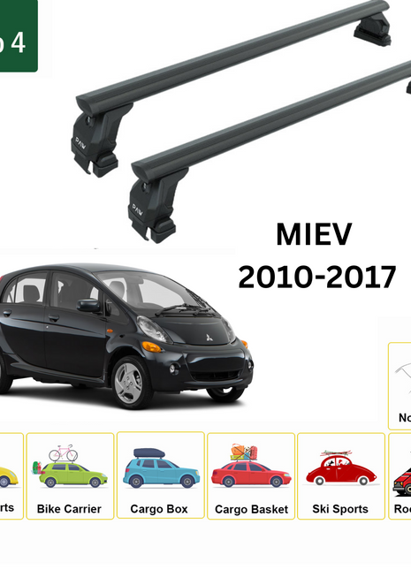 Mitsubishi Miev 2010-2017 Oluksuz Üst Tavan Portbagaj Taşıyıcı Ara Atkısı Toros Serisi Pro 4 Siyah