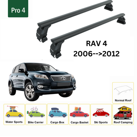 Toyota Rav 4 2006-2012 Oluksuz Üst Tavan Portbagaj Taşıyıcı Ara Atkısı Toros Serisi Pro 4 Siyah