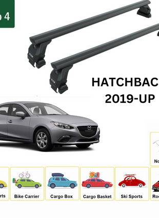 Mazda 3 Hatchback 2019-2025 Oluksuz Üst Tavan Portbagaj Taşıyıcı Ara Atkısı Toros Serisi Pro 4 Siyah