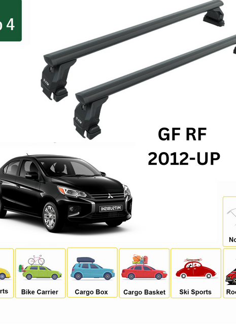 Mitsubishi Mirage G4 2012-2024 Oluksuz Üst Tavan Portbagaj Taşıyıcı Ara Atkısı Toros Serisi Pro 4 Siyah