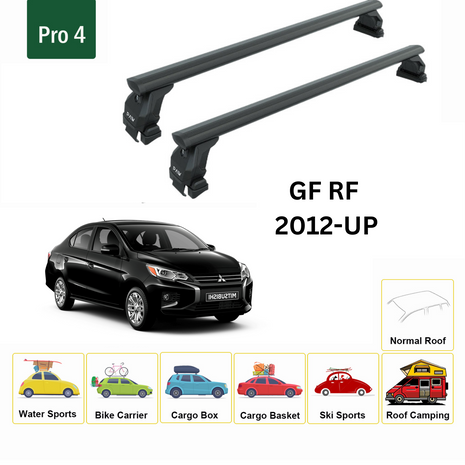 Mitsubishi Mirage G4 2012-2024 Oluksuz Üst Tavan Portbagaj Taşıyıcı Ara Atkısı Toros Serisi Pro 4 Siyah