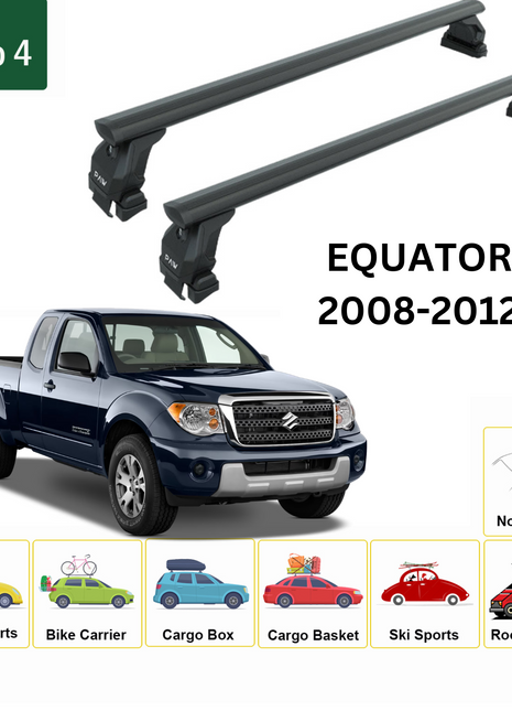 Suzuki Equator 2008-2012 Oluksuz Üst Tavan Portbagaj Taşıyıcı Ara Atkısı Toros Serisi Pro 4 Siyah