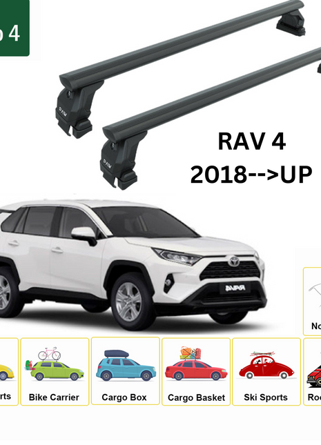Toyota Rav 4 2018-2025 Oluksuz Üst Tavan Portbagaj Taşıyıcı Ara Atkısı Toros Serisi Pro 4 Siyah