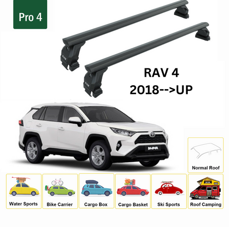 Toyota Rav 4 2018-2025 Oluksuz Üst Tavan Portbagaj Taşıyıcı Ara Atkısı Toros Serisi Pro 4 Siyah