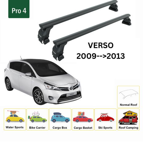 Toyota Verso 2009-2013 Oluksuz Üst Tavan Portbagaj Taşıyıcı Ara Atkısı Toros Serisi Pro 4 Siyah