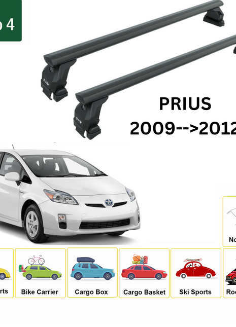 Toyota Prius 2009-2012 Oluksuz Üst Tavan Portbagaj Taşıyıcı Ara Atkısı Toros Serisi Pro 4 Siyah