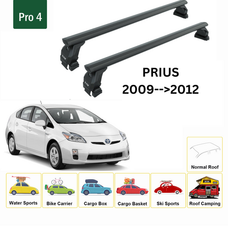 Toyota Prius 2009-2012 Oluksuz Üst Tavan Portbagaj Taşıyıcı Ara Atkısı Toros Serisi Pro 4 Siyah