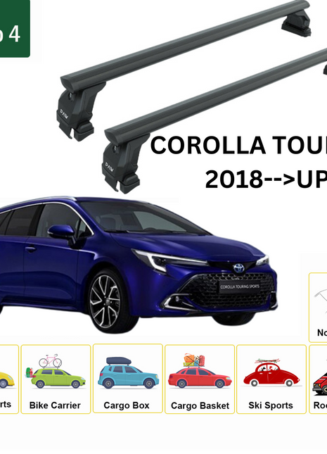 Toyota Corolla Touring 2018-2025 Oluksuz Üst Tavan Portbagaj Taşıyıcı Ara Atkısı Toros Serisi Pro 4 Siyah