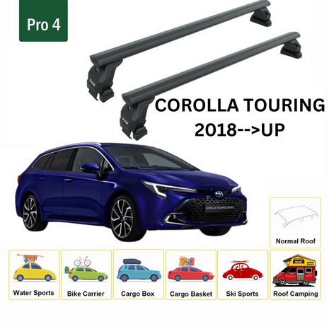 Toyota Corolla Touring 2018-2025 Oluksuz Üst Tavan Portbagaj Taşıyıcı Ara Atkısı Toros Serisi Pro 4 Siyah