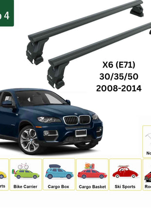 Bmw X6 (E71) 2008-2014 Oluksuz Üst Tavan Portbagaj Taşıyıcı Ara Atkısı Toros Serisi Pro 4 Siyah