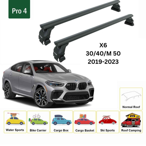 Bmw X6 G06 2019-2024 Oluksuz Üst Tavan Portbagaj Taşıyıcı Ara Atkısı Toros Serisi Pro 4 Siyah