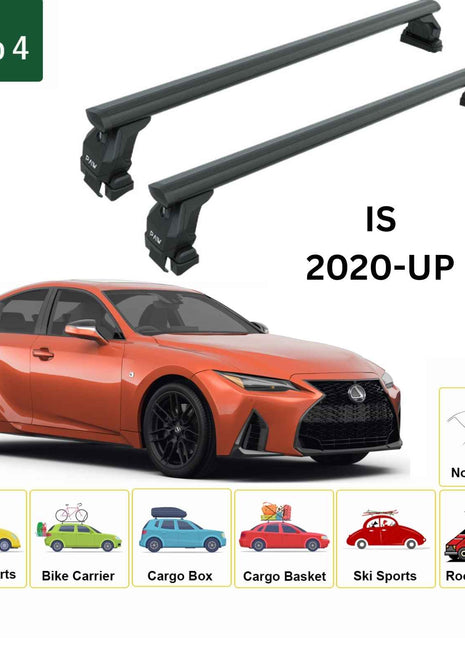 Lexus Is 2020-2025 Oluksuz Üst Tavan Portbagaj Taşıyıcı Ara Atkısı Toros Serisi Pro 4Pro 4 Siyah