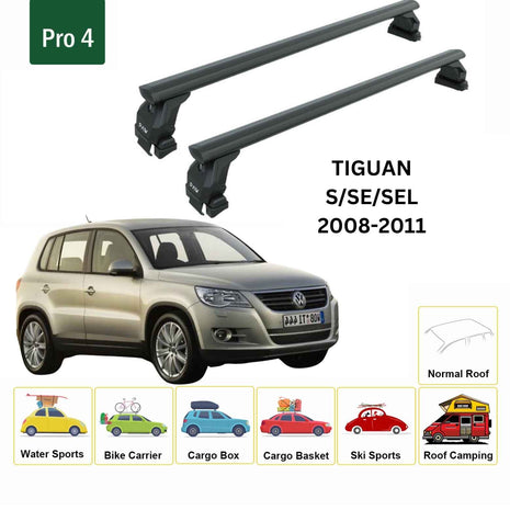 Volkswagen Tiguan 2008-2011 Oluksuz Üst Tavan Portbagaj Taşıyıcı Ara Atkısı Toros Serisi Pro 4 Siyah