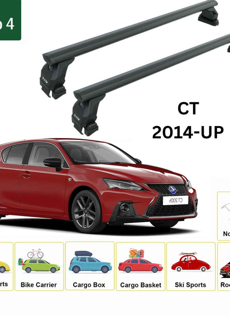 Lexus Ct 2011-2017 Oluksuz Üst Tavan Portbagaj Taşıyıcı Ara Atkısı Toros Serisi Pro 4Pro 4 Siyah