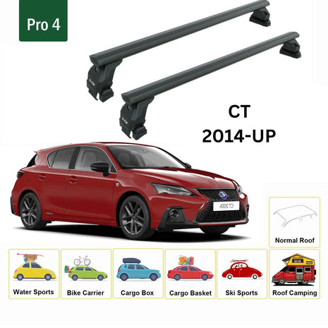 Lexus Ct 2011-2017 Oluksuz Üst Tavan Portbagaj Taşıyıcı Ara Atkısı Toros Serisi Pro 4Pro 4 Siyah