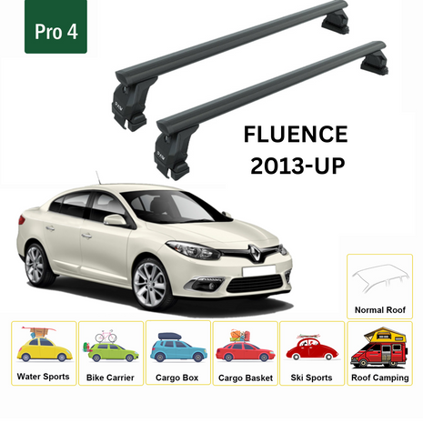 Renault Fluence 2013-2016 Oluksuz Üst Tavan Portbagaj Taşıyıcı Ara Atkısı Toros Serisi Pro 4 Siyah