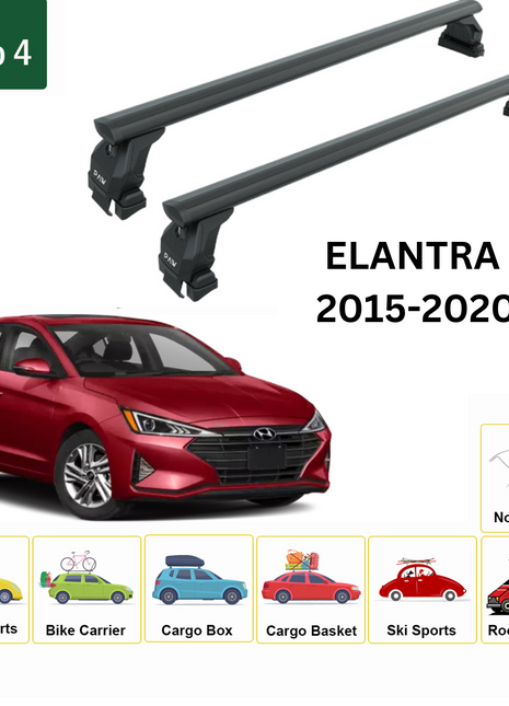 Hyundai Elantra 2015-2020 Oluksuz Üst Tavan Portbagaj Taşıyıcı Ara Atkısı Toros Serisi Pro 4 Siyah