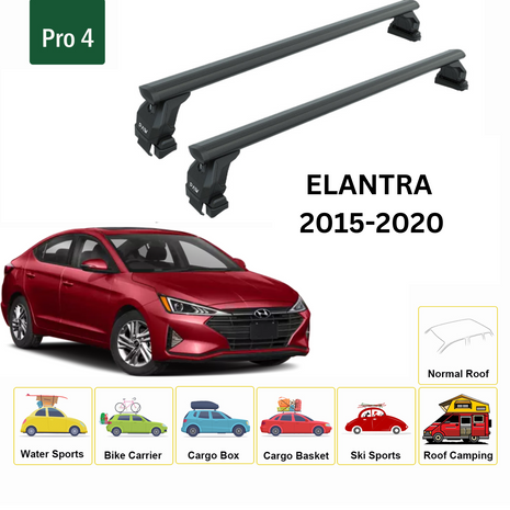 Hyundai Elantra 2015-2020 Oluksuz Üst Tavan Portbagaj Taşıyıcı Ara Atkısı Toros Serisi Pro 4 Siyah