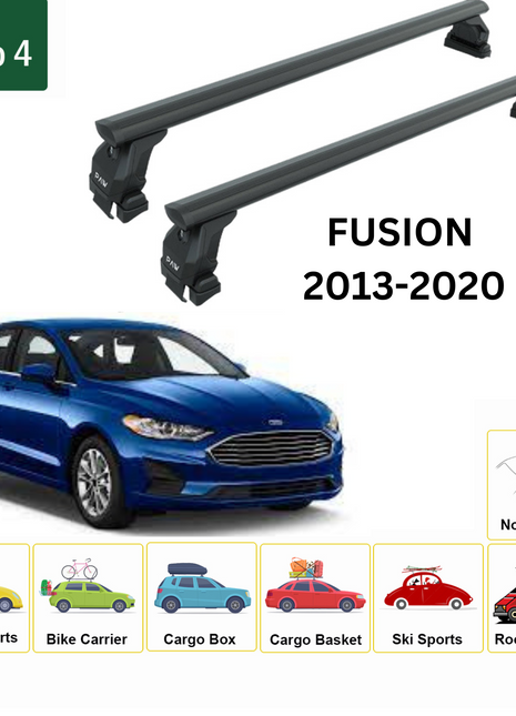 Ford Fusion (Gen 2) 2013-2020 Oluksuz Üst Tavan Portbagaj Taşıyıcı Ara Atkısı Toros Serisi Pro 4 Siyah