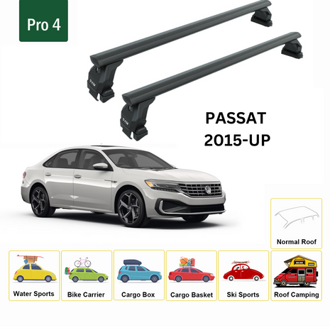 Volkswagen Passat Sedan B6 2005-2011 Oluksuz Üst Tavan Portbagaj Taşıyıcı Ara Atkısı Toros Serisi Pro 4 Siyah